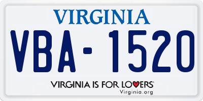 VA license plate VBA1520