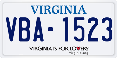 VA license plate VBA1523