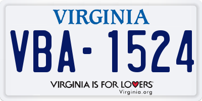 VA license plate VBA1524