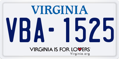 VA license plate VBA1525