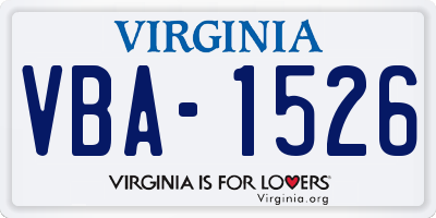 VA license plate VBA1526