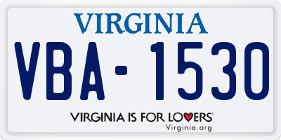 VA license plate VBA1530
