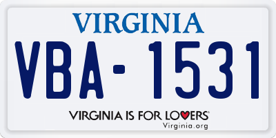 VA license plate VBA1531