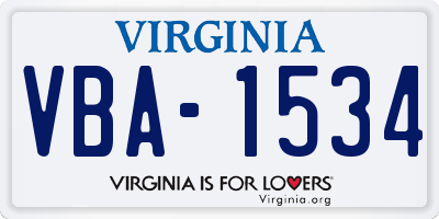 VA license plate VBA1534