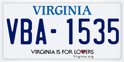 VA license plate VBA1535