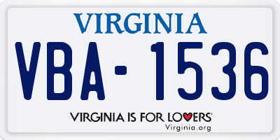 VA license plate VBA1536