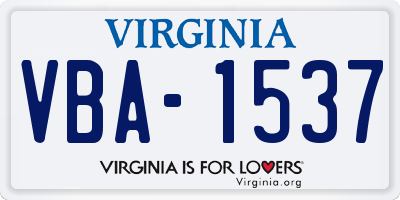 VA license plate VBA1537