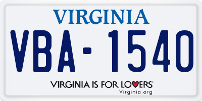 VA license plate VBA1540