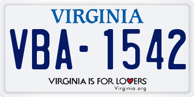 VA license plate VBA1542