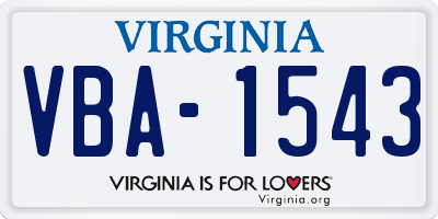 VA license plate VBA1543