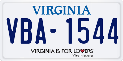 VA license plate VBA1544