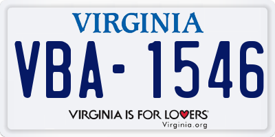 VA license plate VBA1546