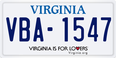 VA license plate VBA1547