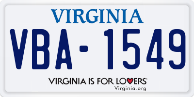 VA license plate VBA1549