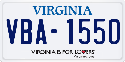 VA license plate VBA1550
