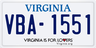 VA license plate VBA1551