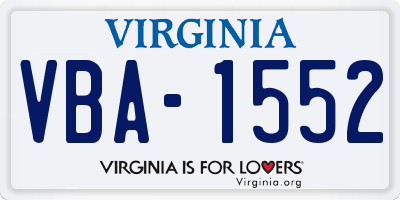 VA license plate VBA1552