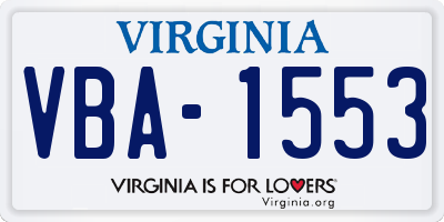 VA license plate VBA1553
