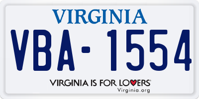 VA license plate VBA1554