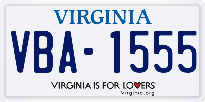 VA license plate VBA1555
