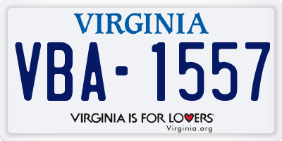 VA license plate VBA1557