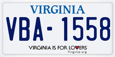VA license plate VBA1558