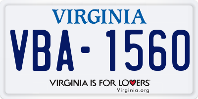 VA license plate VBA1560