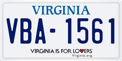 VA license plate VBA1561
