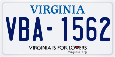 VA license plate VBA1562