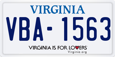 VA license plate VBA1563