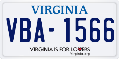 VA license plate VBA1566