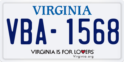 VA license plate VBA1568