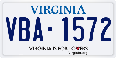 VA license plate VBA1572
