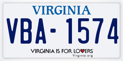 VA license plate VBA1574