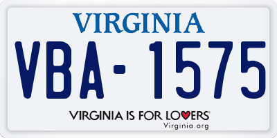 VA license plate VBA1575