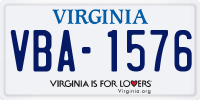 VA license plate VBA1576