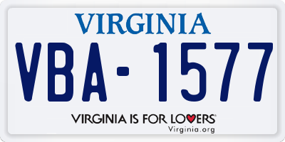 VA license plate VBA1577