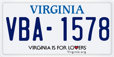 VA license plate VBA1578