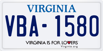 VA license plate VBA1580