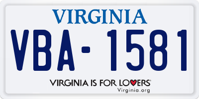 VA license plate VBA1581