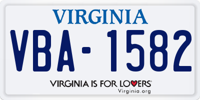 VA license plate VBA1582
