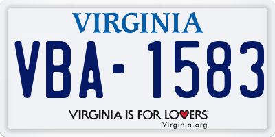 VA license plate VBA1583