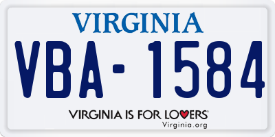 VA license plate VBA1584