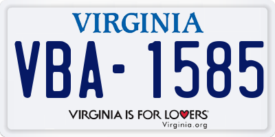 VA license plate VBA1585