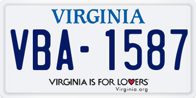 VA license plate VBA1587