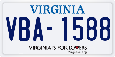 VA license plate VBA1588