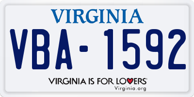 VA license plate VBA1592