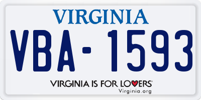 VA license plate VBA1593