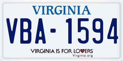VA license plate VBA1594
