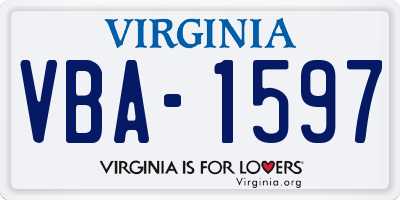 VA license plate VBA1597